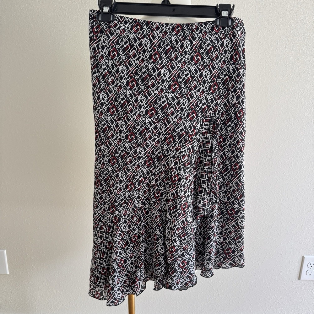 Vintage 100% Silk Midi Skirt Asymmetrical Layers Flutter Fairy Grunge Sz 8 Artsy